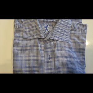 Bugatchi Medium dress shirt - light blue plaid pattern